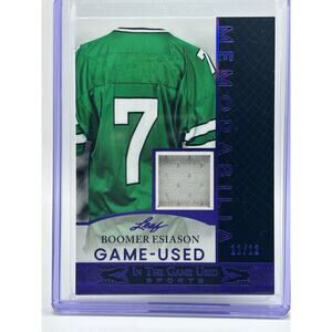 2024 Leaf In The Game Used Boomer Esiason Purple Jumbo Jersey Patch 11/12 SP